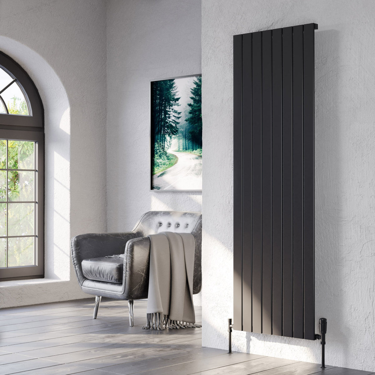 Valtora Grey Vertical Aluminium Radiator – Single Panel – 1778x440mm
