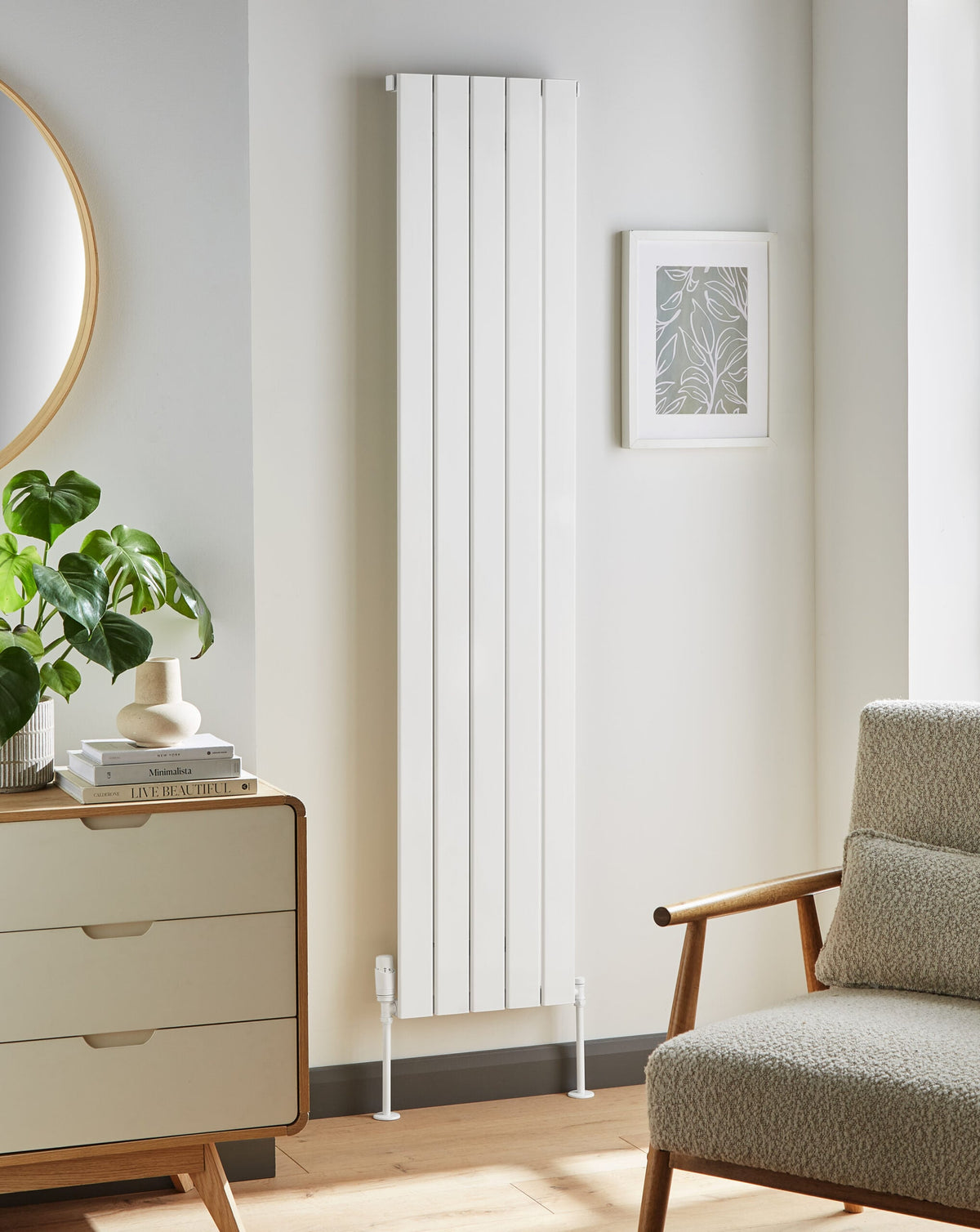 Valtora White Vertical Aluminium Radiator – Double Panel – 1778x588mm