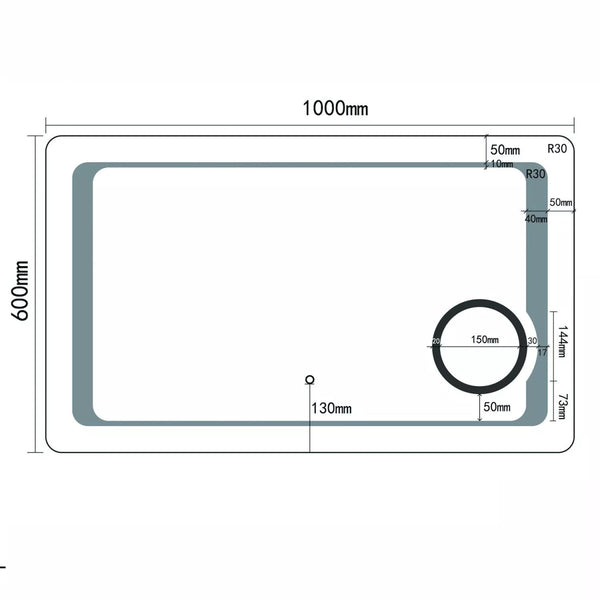 Velora 1000x600mm LED Mirror with Magnifying Mirror – Cold White Light, Shaver Socket, Touch Sensor (Horizontal, Mains Powered)