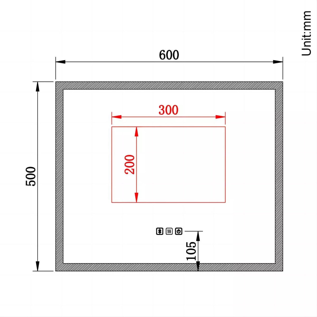 Velora 600x500mm LED Mirror with Bluetooth Speakers – Tri - Colour Light, Dimmable, Shaver Socket, Touch Sensor (Horizontal) - TILES Paradise
