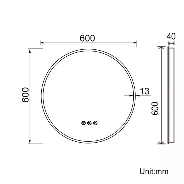 Velora AuraGlow 600x600mm RGB LED Mirror – Cold White & 7-Colour Ambient Light, Dimmable, Touch Sensor, Mains Powered