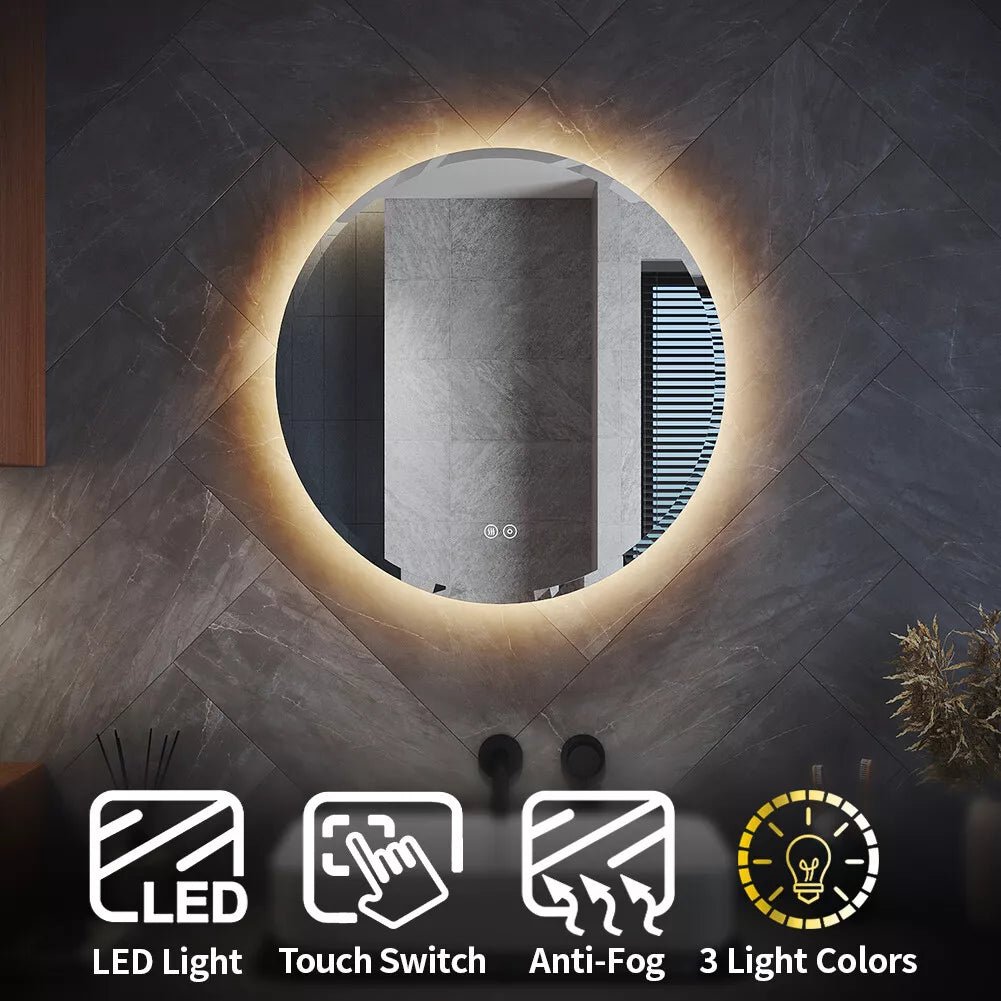 Velora GlowLite 600x600mm LED Mirror – Tri - Colour Dimmable Light, Touch Sensor, Demister, Mains Powered, No Shaver Socket - TILES Paradise