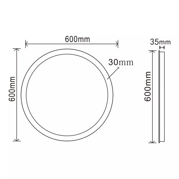 Velora Round 600/700/800mm LED Mirror – Cold White Light, Touch Sensor, Demister, Mains Powered (Minimalist Series)