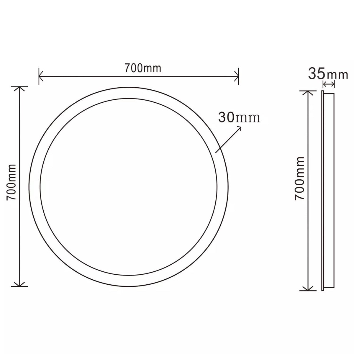 Velora Round 600/700/800mm LED Mirror – Cold White Light, Touch Sensor, Demister, Mains Powered (Minimalist Series) - TILES Paradise
