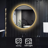 Velora Round 600mm Mains Powered LED Bathroom Mirror – Warm White Light, Demister, Touch Sensor (No Shaver Socket)