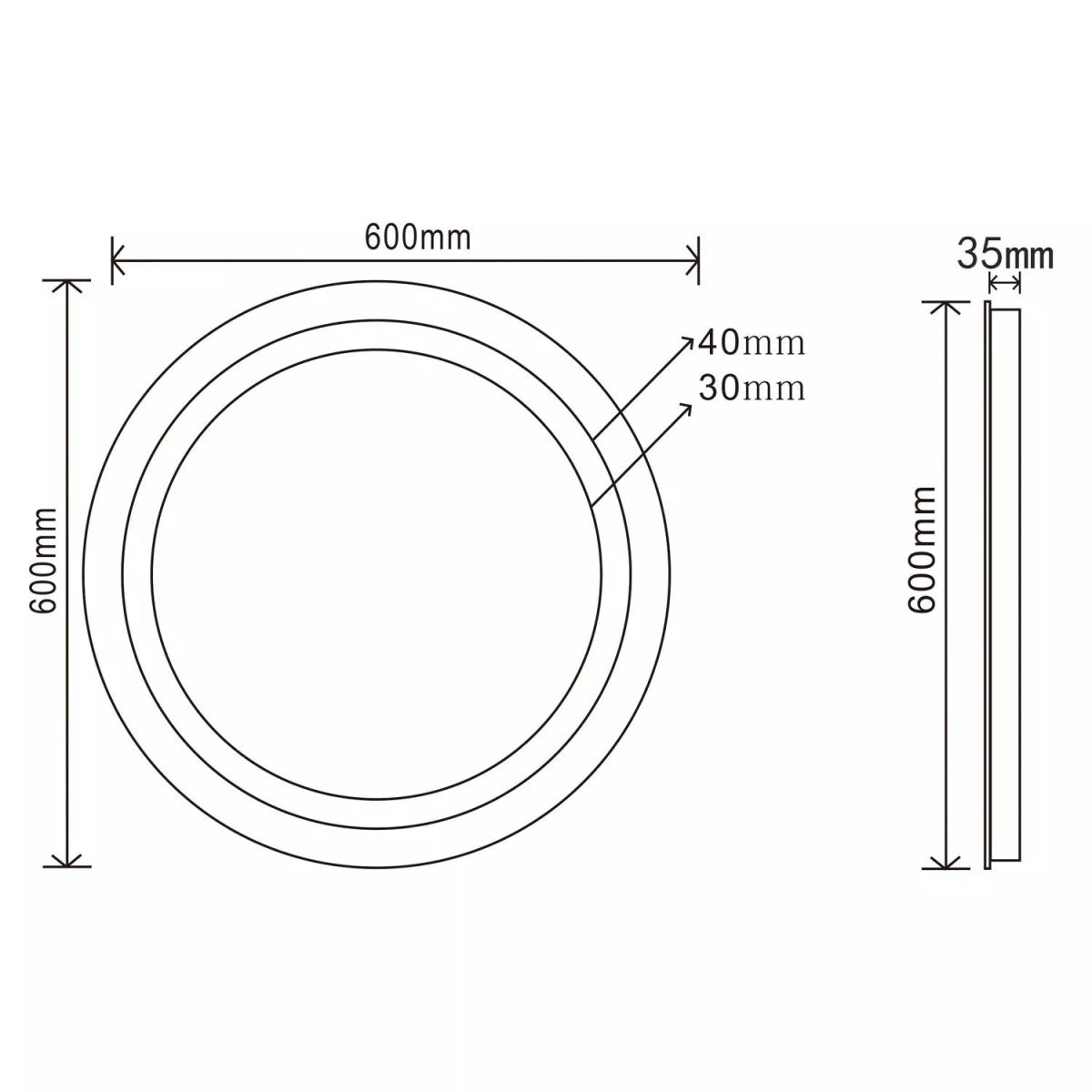 Velora Round Mains Powered LED Bathroom Mirror with Demister & Touch Sensor – 600mm / 700mm / 800mm - TILES Paradise