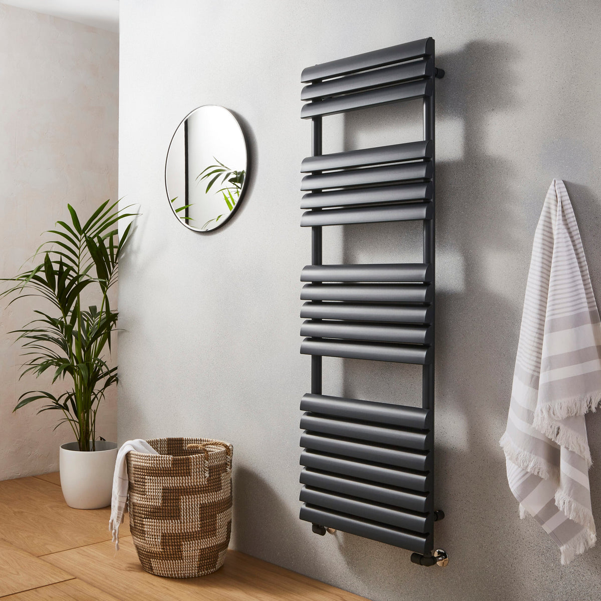 Veneta Anthracite Grey Designer Heated Towel Rail – 1500x500mm