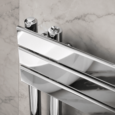 Verano 1200x500mm Chrome Heated Towel Rail – 12 Bar Ladder Radiator, Central Connection - TILES Paradise