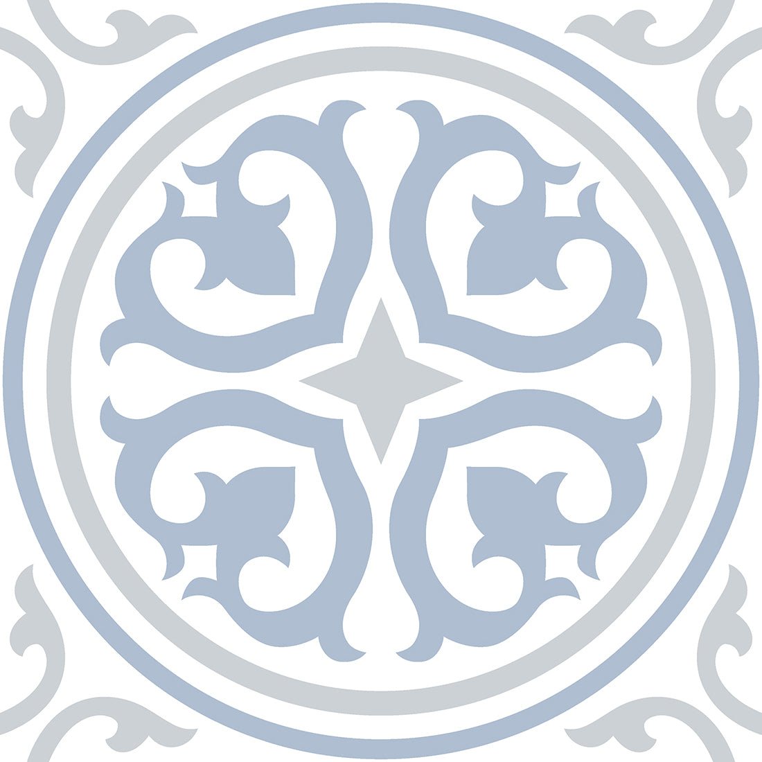 Victorian Vertex Blue Matt 20x20cm Patterned Porcelain Wall & Floor Tiles - TILES Paradise