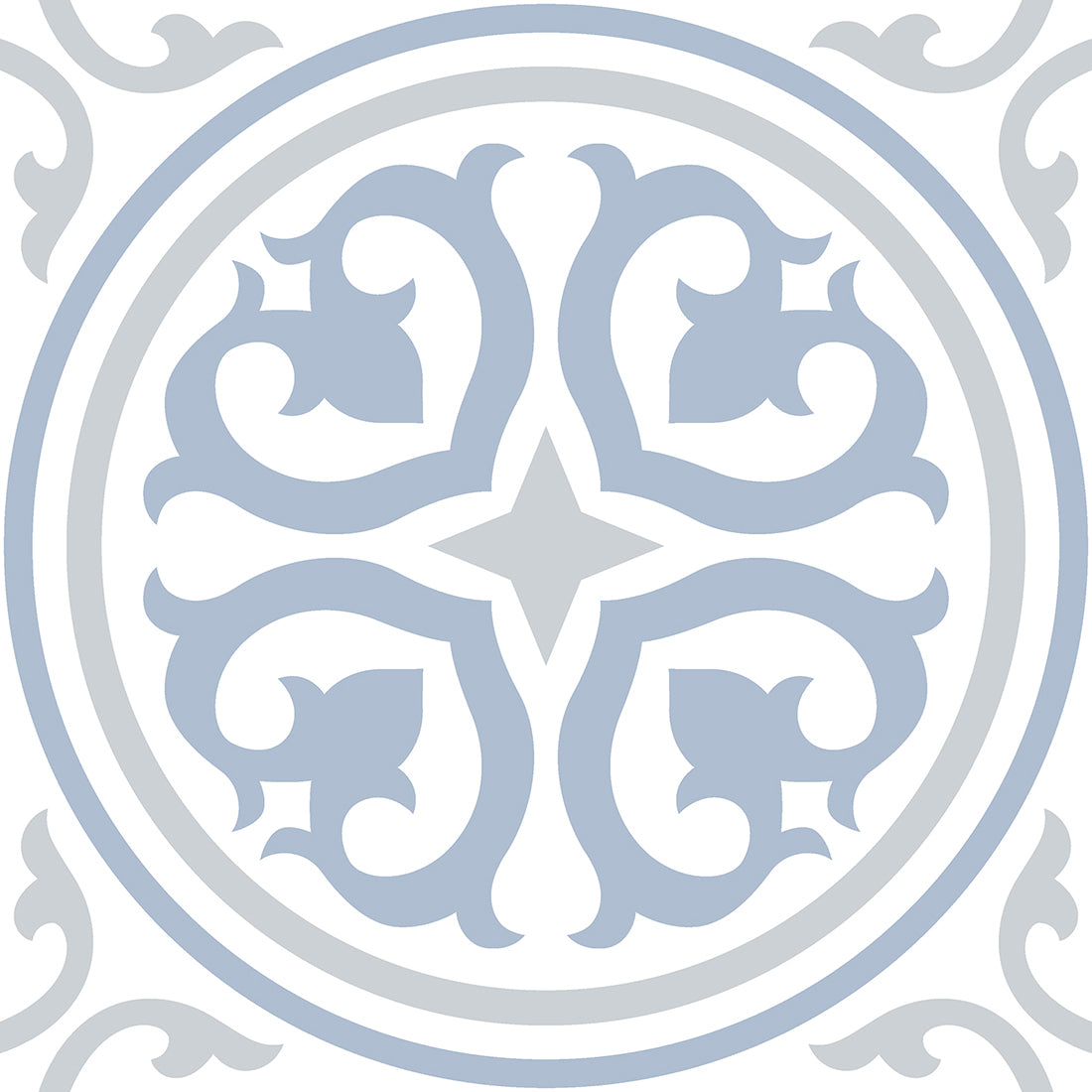 Victorian Vertex Blue Matt 20x20cm Patterned Porcelain Wall & Floor Tiles