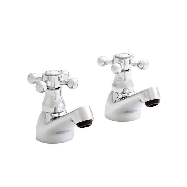 Vittora Chrome Traditional Crosshead Basin Pillar Taps (Pair)