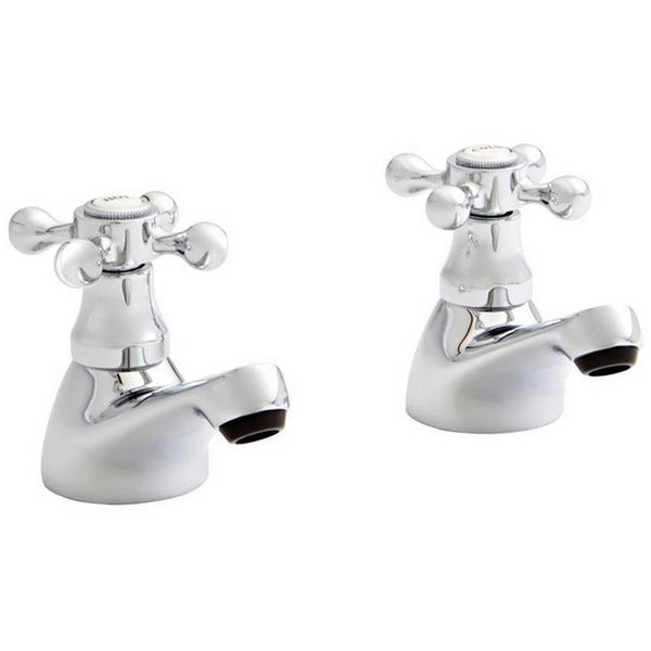 Vittora Chrome Traditional Crosshead Bath Pillar Taps (Pair)