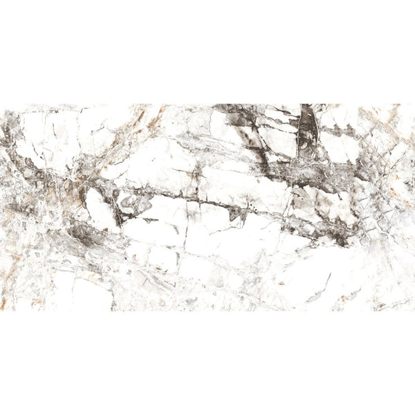 Zebra White Marble Effect Polished Porcelain Wall & Floor Tile 30x60cm
