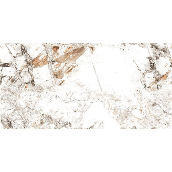 Zebra White Marble Effect Polished Porcelain Wall & Floor Tile 60x120cm
