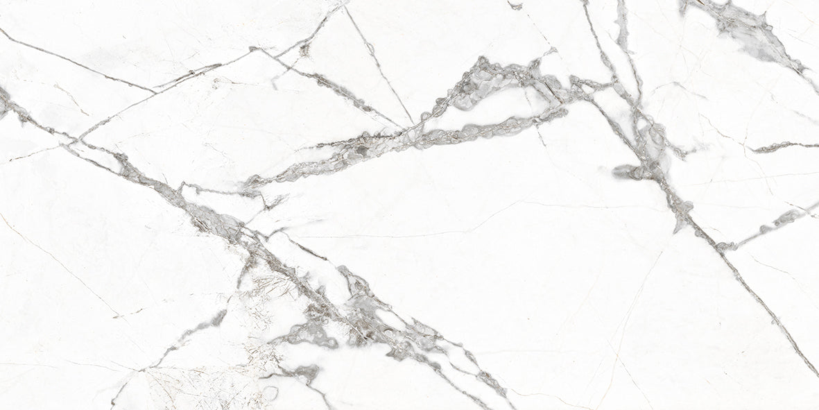 Alexandrite Carrara White Marble Effect Polished Porcelain 30x60cm Kitchen Bathroom Wall and Floor Tile