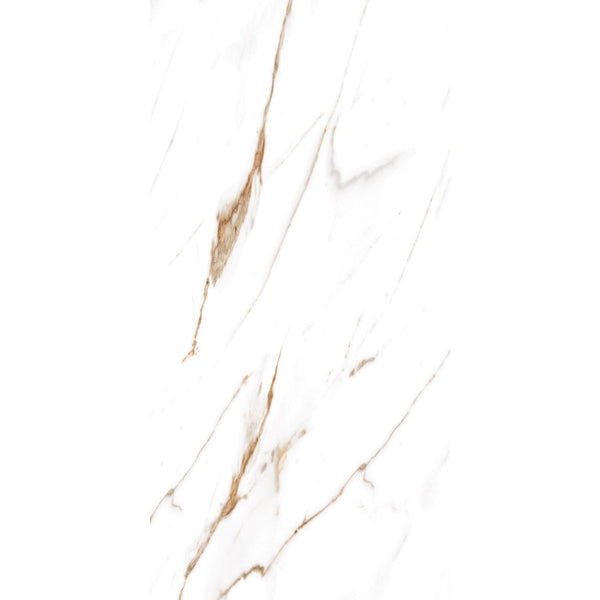 Calcatta Brown & White Gloss Porcelain 60x120cm Kitchen Bathroom Wall Floor Tiles