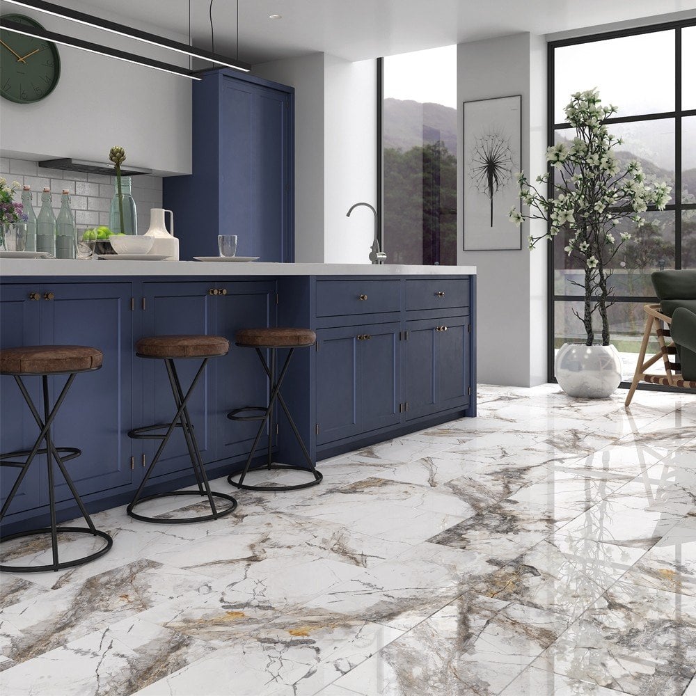 Invisible Marble Gloss Porcelain 30cm x 60cm Wall & Floor Tile - TILES Paradise